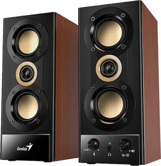 Genius HF800BT Ηχεία Υπολογιστή 2.0 με Bluetooth και Ισχύ 20W Καφέ