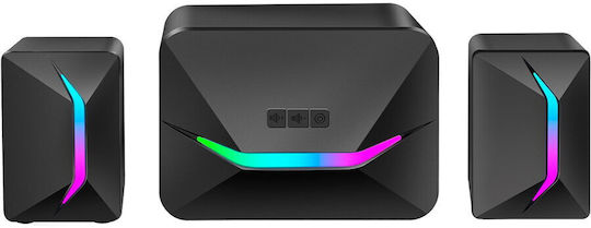 Marvo SG-235 Computerlautsprecher 2.1 mit RGB-Beleuchtung und Leistung 5W in Schwarz Farbe