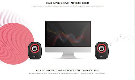 Genius SPQ-160 Ηχεία Υπολογιστή 2.0 με Ισχύ 6W σε Γκρι Χρώμα