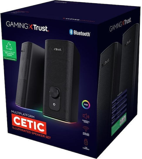 Trust GXT 612 Cetic Ηχεία Υπολογιστή 2.0 με RGB Φωτισμό και Bluetooth Ισχύος 10W σε Μαύρο Χρώμα