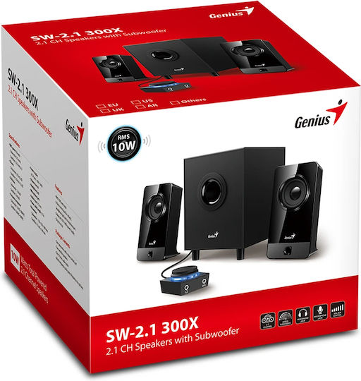 Genius SW-2.1 300X Ηχεία Υπολογιστή 2.1 με Ισχύ 10W Μαύρα