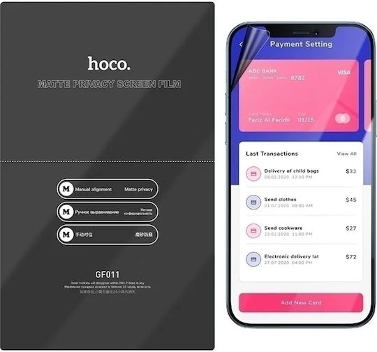 Матов Хидрогелен Протектор Realme 16 Pro Hoco Hydrogel Pro Privacy Matte Защитен Екран Защита На Поверителността 0.15 Mm Matte Hoco-front-prm-027-075