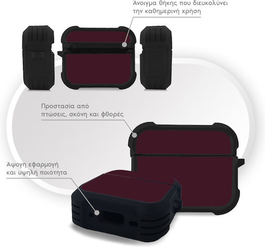Sonique Colorbloc Series Silicone Case in Burgundy for Apple AirPods Pro 3