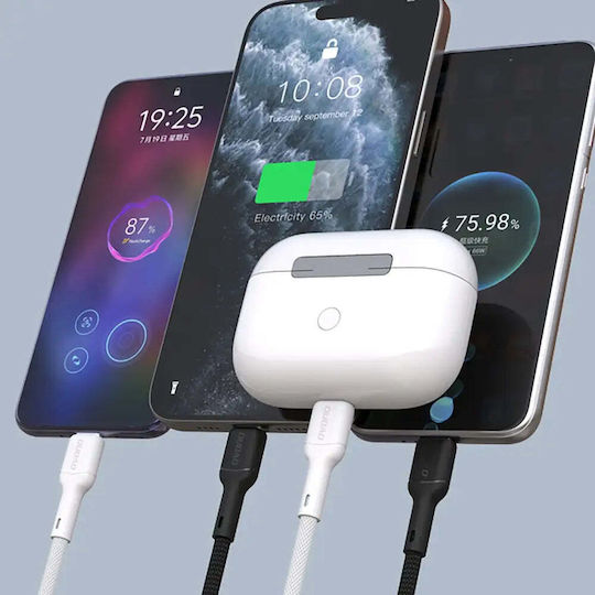 Dudao USB 2.0 Кабел USB-C Мъжки - USB-C 65W Захранване (PD) Бял 1м