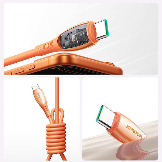 Joyroom S-A59 Cablu USB 2.0 Vibrant USB-C Masculin - USB-C 60W Portocaliu 1.2m