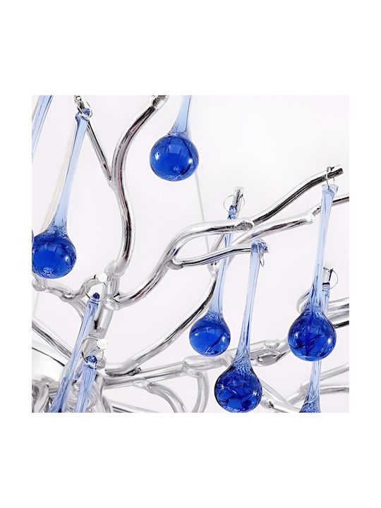 Crystal Chandelier Cc335/400ch 4x G9 Chrome Blue Crystals 40cm Adjustable Height