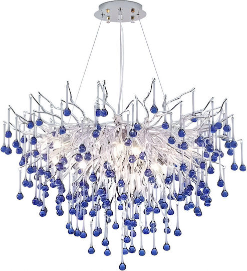 Candelabru Cristal Cc335/400ch 4x G9 Crom Cristale Albastre 40cm Înălțime Reglabilă
