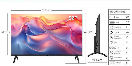 Metz Smart Τηλεόραση 32" HD Ready LED 32MTF6000Z HDR (2024)