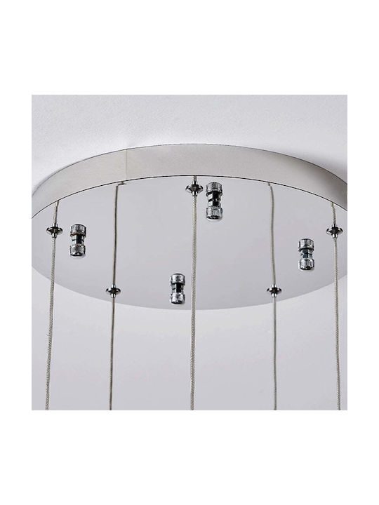 Modern Led Chandelier Cm526/18 51w Diameter 58.5cm Adjustable Height Chrome