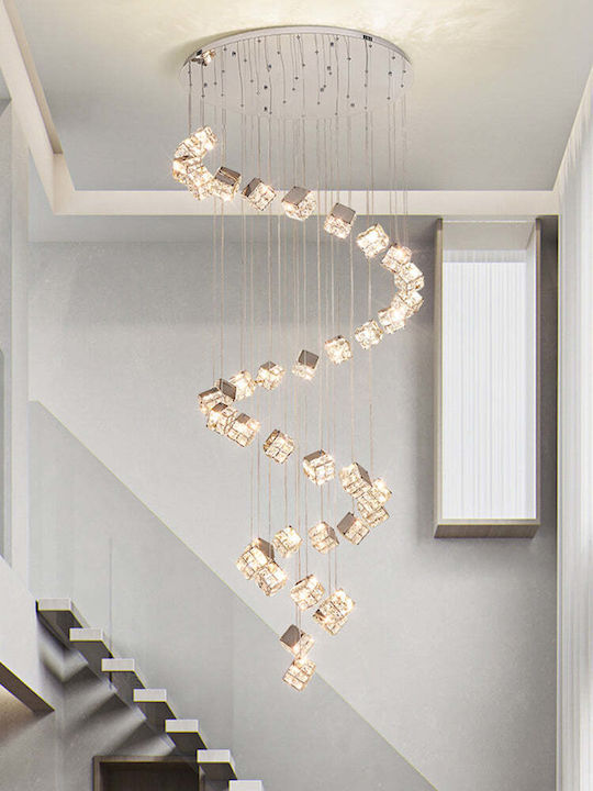 Modern Led Chandelier Cm526/18 51w Diameter 58.5cm Adjustable Height Chrome
