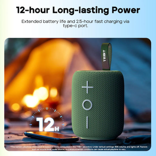 Tribit Stormbox Mini + BTS33 Αδιάβροχο Ηχείο Bluetooth 12W με Διάρκεια Μπαταρίας έως 12 ώρες Μπλε