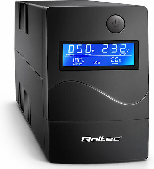 Qoltec 53979 UPS Linie-interaktiv 850VA 480W mit 2 Schuko Steckdosen