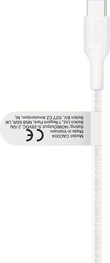 Belkin Boostcharge Pro USB 2.0 Cable USB-C male - USB-C 140W Λευκό 1.5m CAC004hq1.5MWH