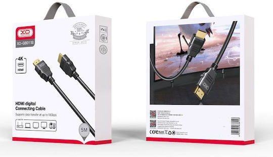 Καλώδιο Βίντεο Xo Design Gb011b Hdmi Hdmi 4k 5 Μέτρα Μαύρο
