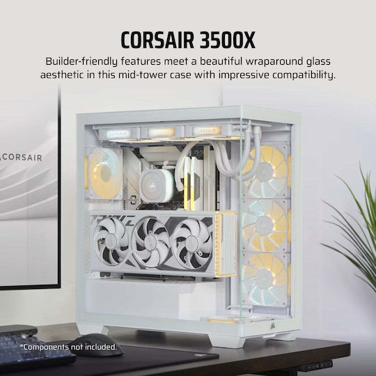Corsair 3500X LX-R RGB Gaming Midi Tower Κουτί Υπολογιστή με Πλαϊνό Παράθυρο Λευκό