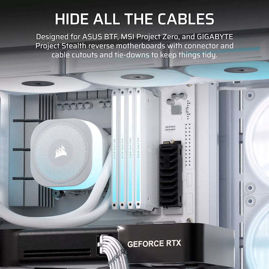 Corsair Frame 4500X LX-R RGB Геймърско бюро Midi Tower Компютърна кутия със страничен прозорец Бял