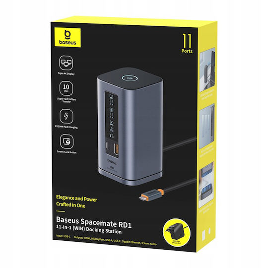Baseus Spacemate Series USB-C Docking Station με HDMI/DisplayPort 4K Γκρι