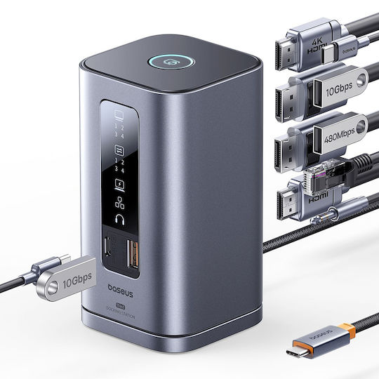 Baseus Spacemate Series USB-C Docking Station με HDMI/DisplayPort 4K Γκρι