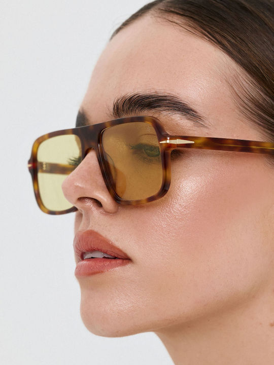 AV Sunglasses Solaris Unisex Sunglasses With Brown Tartaruga Horn-Rimmed Frame And Brown Lens