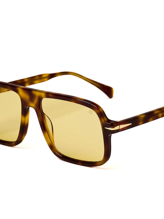 AV Sunglasses Solaris Unisex Sunglasses With Brown Tartaruga Horn-Rimmed Frame And Brown Lens