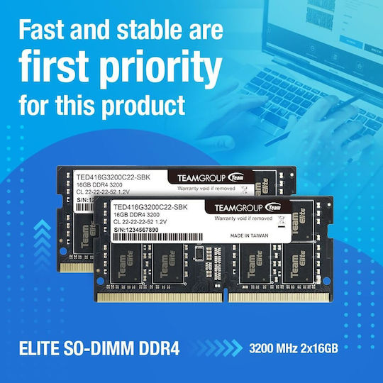 TeamGroup Elite DDR4 with Module 1x32GB and Speed 3200 for Laptop