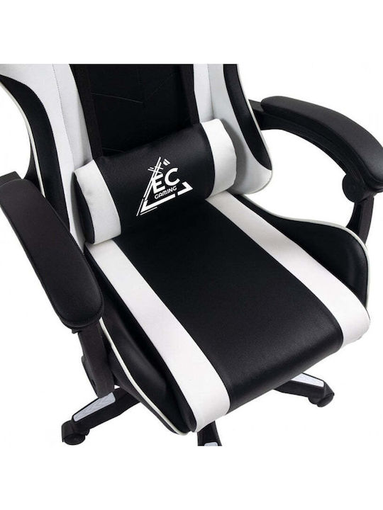EKO EC Scaun Gaming Din piele ecologică cu Suport pentru picioare Neagră
