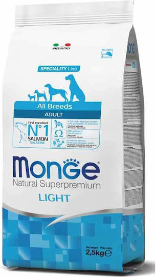 Monge Speciality Line Light 2.5kg Dry Food Diet for Adult Dogs with Rice and Salmon