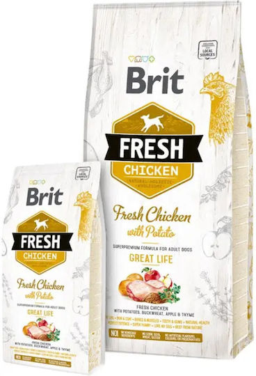 Brit Fresh Chicken with Potato Great Life 12kg Dry Food for Adult Dogs with Chicken and Potatoes