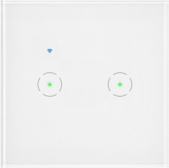 Двоен Вграден Прекъсвач Wi-Fi Tuya Smart Home Orno Бял