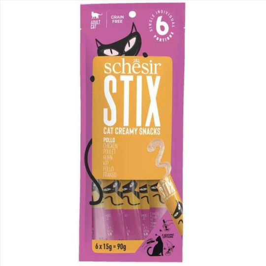 Schesir Katzenleckerlis mit Huhn für Katze 6 Stück 15 g