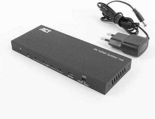 HDMI Сплитер ACT AC7832 От 1x HDMI F Към 4x HDMI F До 4K 3840x2160@50Hz Резолюция