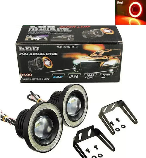 Σετ Προβολάκια Αυτοκινήτου Led Angel Eyes Κόκκινα Υψηλή Απόδοση Universal Tc-422