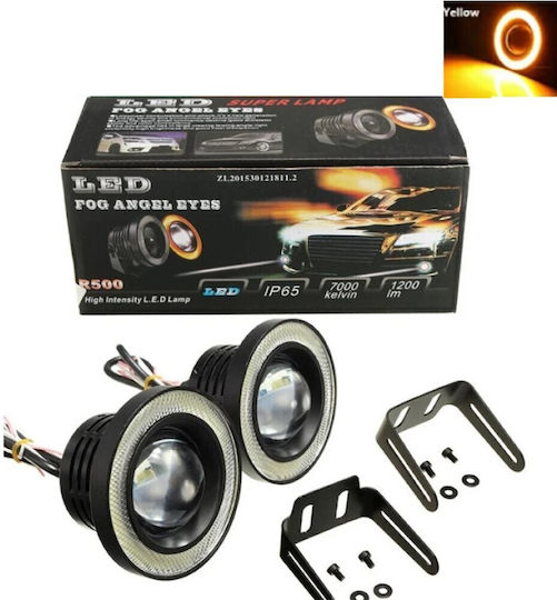 Σετ Προβολάκια Αυτοκινήτου Led Angel Eyes Κίτρινο Υψηλή Απόδοση Universal Tc-424