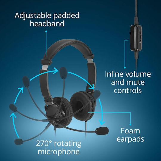 Kensington Classic EQ On Ear Multimedia Headset with Microphone and USB-C Connectivity