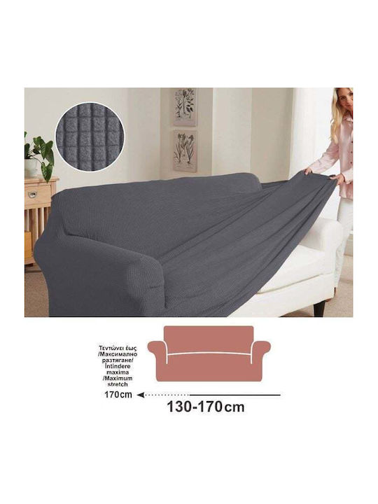 Elastic Cover for Double Sofa Suitable for Sofa with Armrests 130 170 Cm Gray