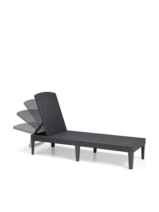 Пластмасов Регулируем Сив Шезлонг 187x58x29см