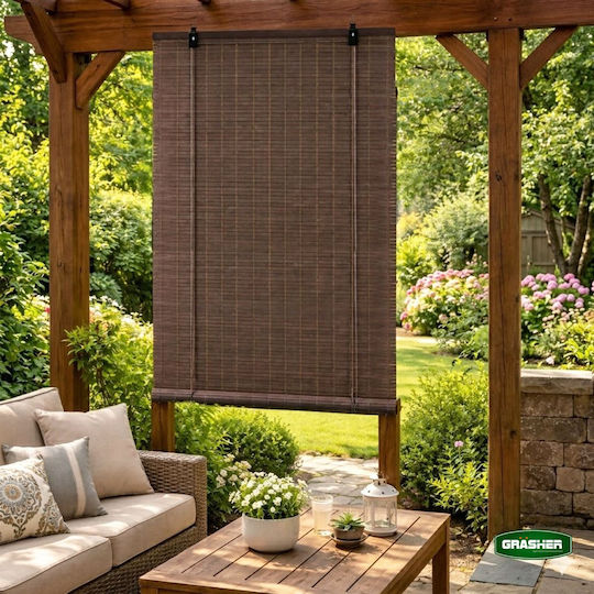 Grasher Bamboo Shading Blind In Brown Colour W180xH180cm