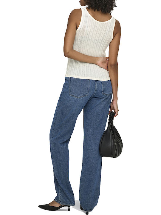 Only Damen Bluse Ärmellos Ecru