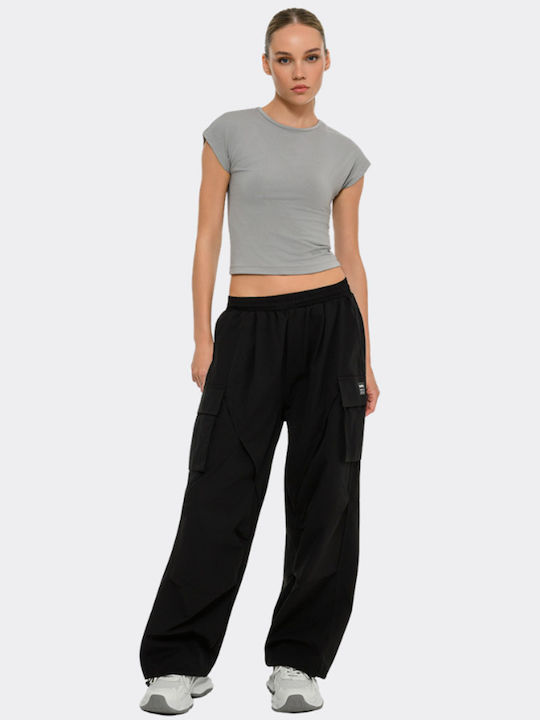 Damen Sport Crop Top Kurzärmelig Graue