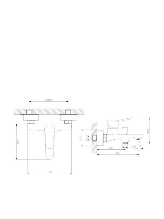 Kls Mischbatterie Badewanne Komplettes Set Silber