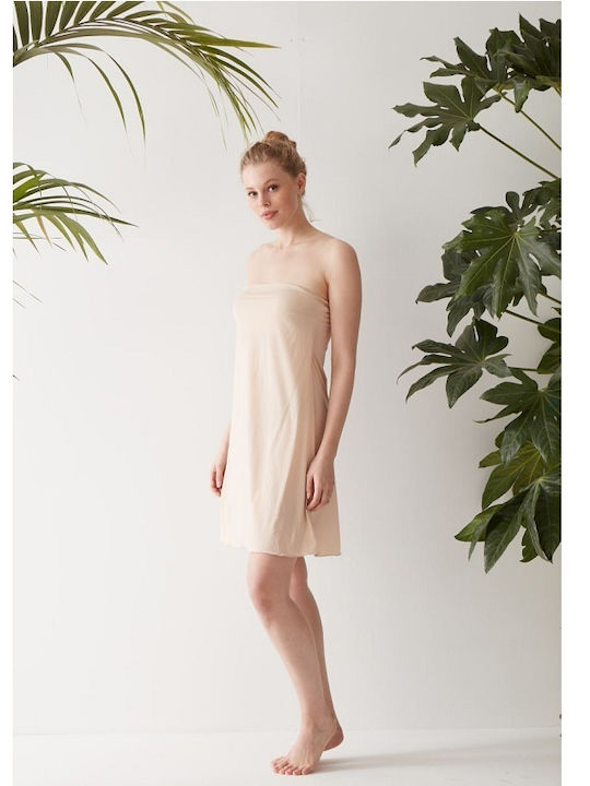 Penye Mood Sommerliches Damen-Schlafanzug-Set Beige