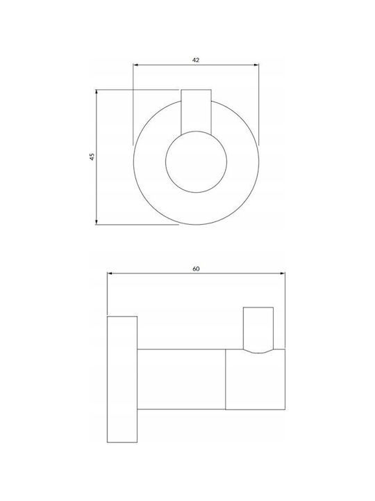 Omnires Doppelter Badezimmerhaken mit Schrauben 4x6cm Gold