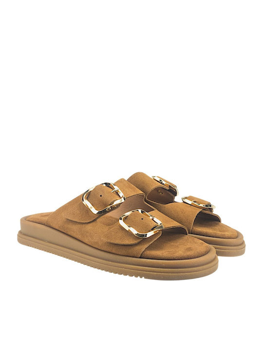 Damen Flache Sandalen Braun