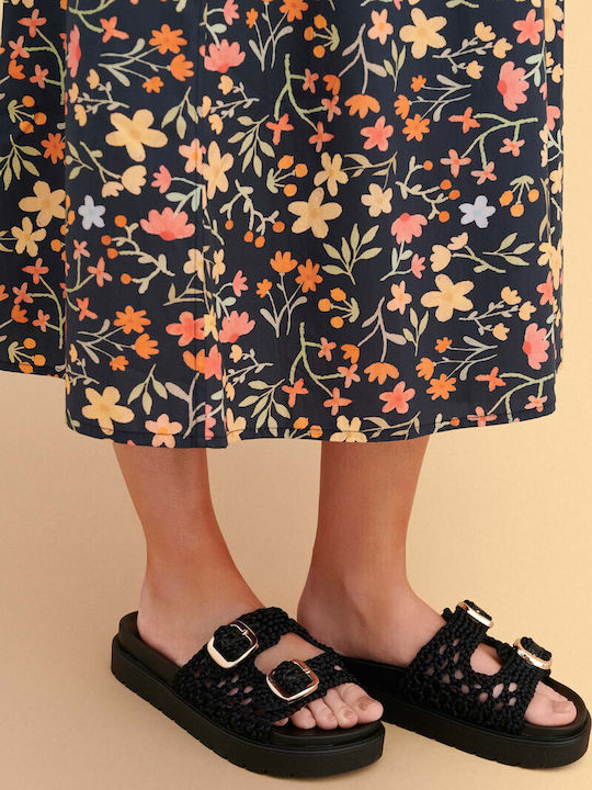 Attrattivo Damen Flache Sandalen Schwarz