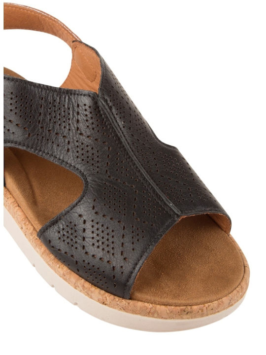 Leather Women's Flat Sandals Black