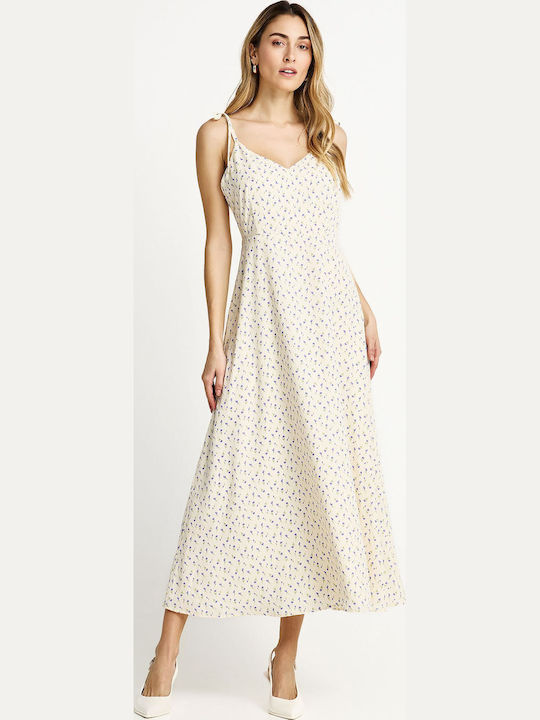 Sommer Midi Damenkleid Blumen FBL013-106-13-Off-White