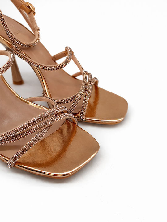 Sandals with Strass Gold