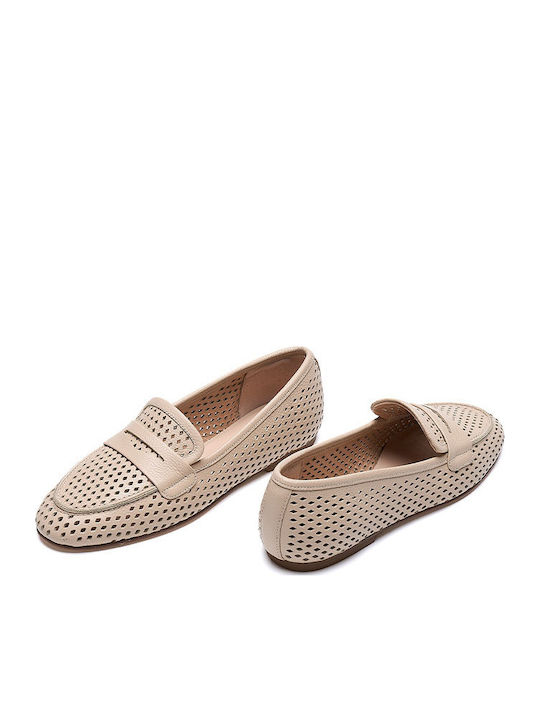 Δερμάτινα Γυναικεία Loafers σε Πορτοκαλί Χρώμα
