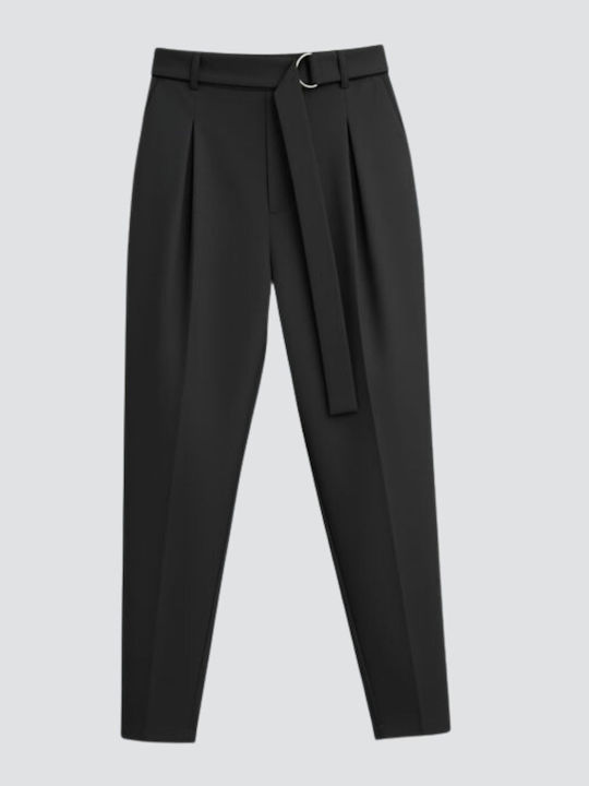 Elastic Trousers in Regular Fit Black
