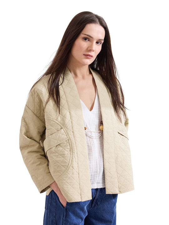 Γυναικείο Μπουφάν για Χειμώνα Beige
